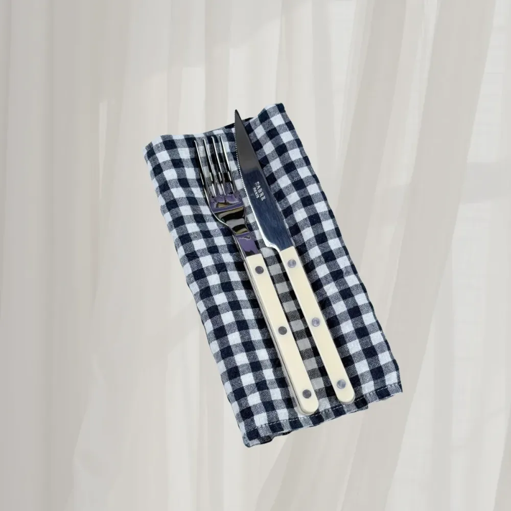 Fransk linserviett i antrasitt, gingham