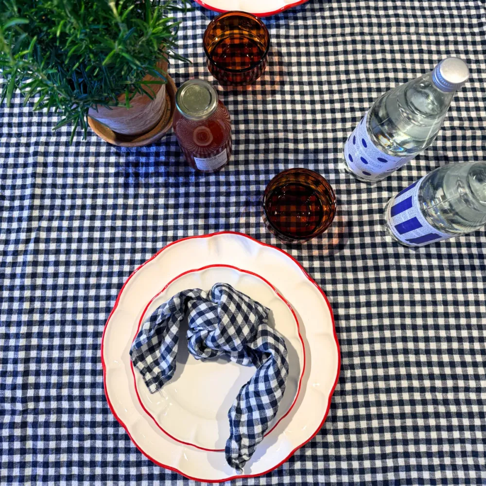 Fransk linserviett i antrasitt, gingham