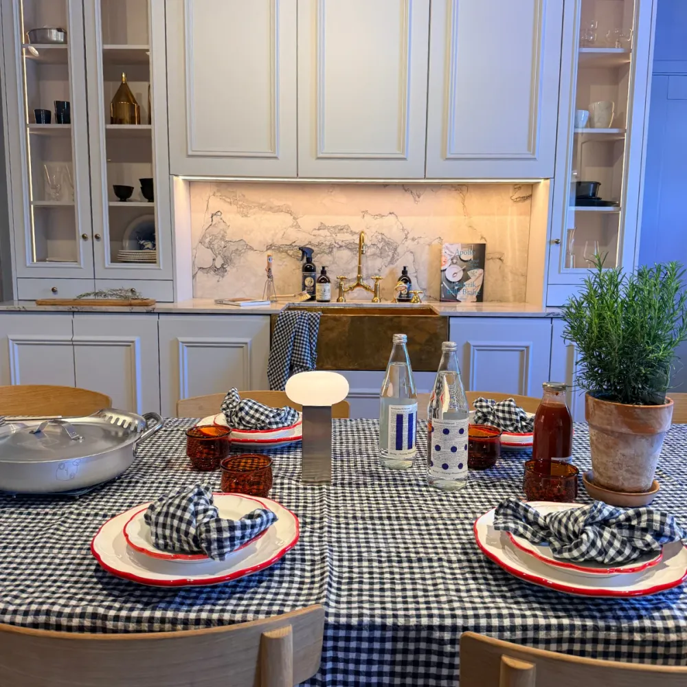 Fransk linserviett i antrasitt, gingham