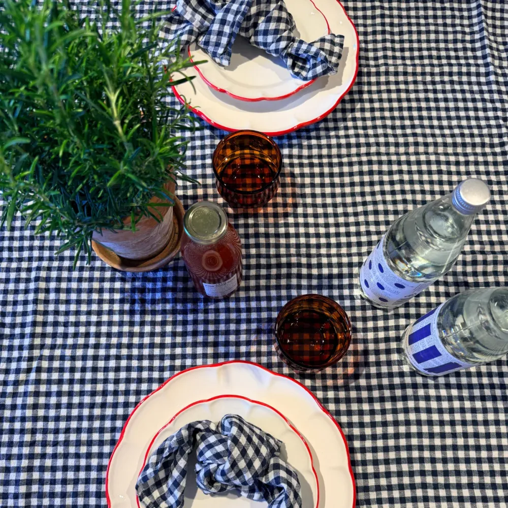 Fransk linserviett i antrasitt, gingham