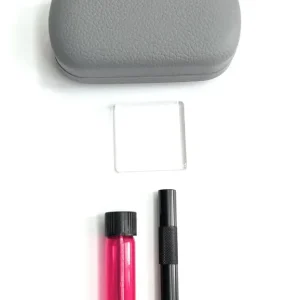 SET Grå/Rosa Etui – Kompakt hardt etui med tilbehør i elegant grått