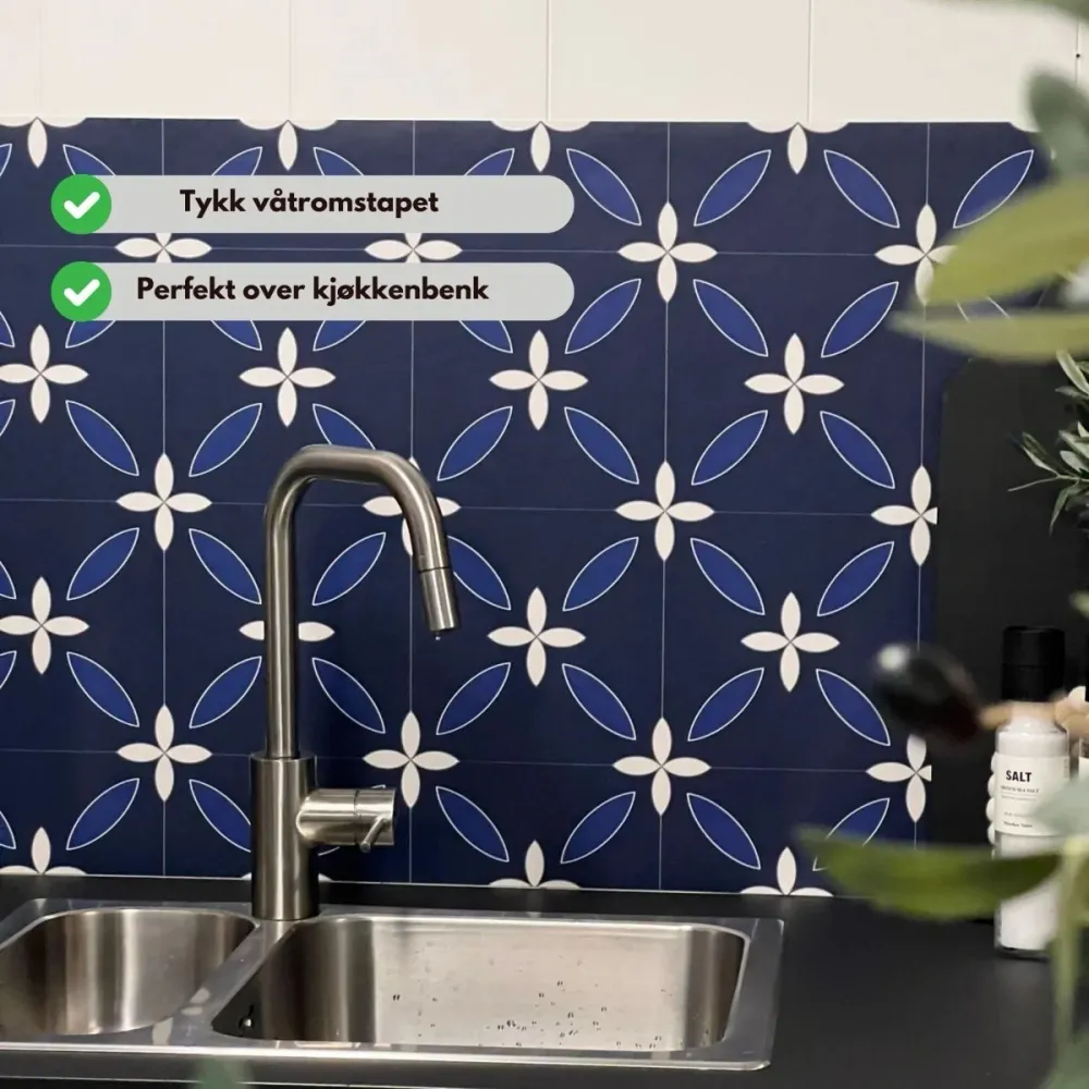 Classic Navy selvklebende backsplash