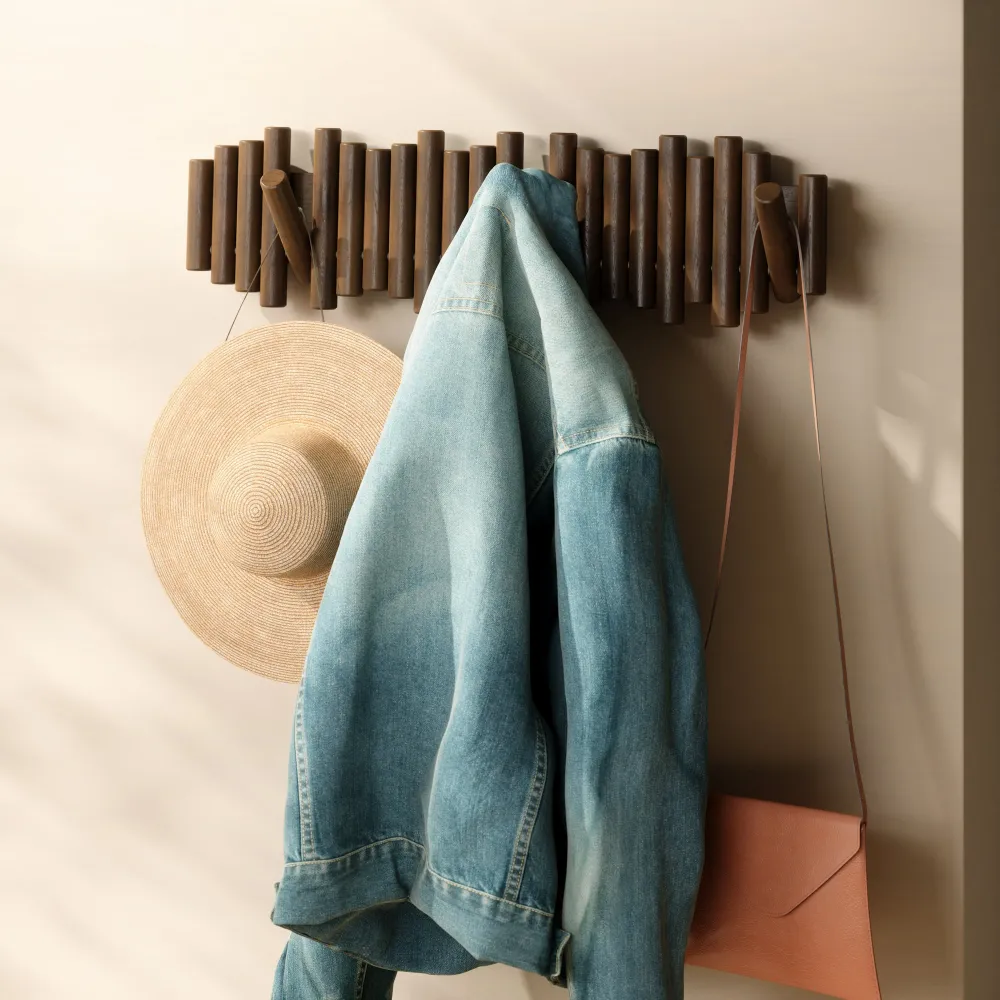Picket knaggrekke walnut– stor 8 knagger