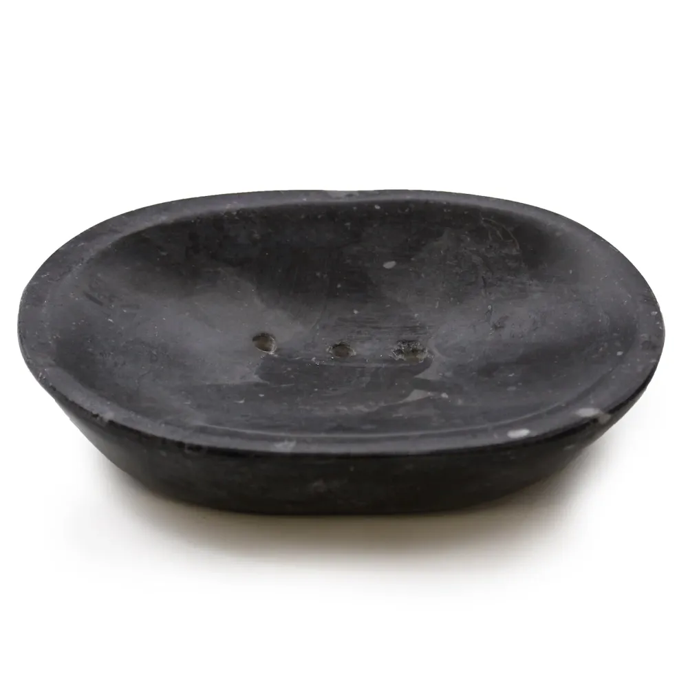 Svart marmor såpeskål, oval