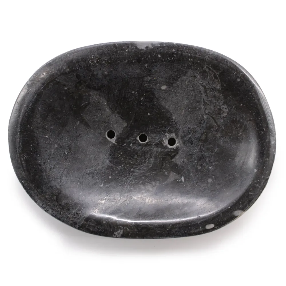 Svart marmor såpeskål, oval