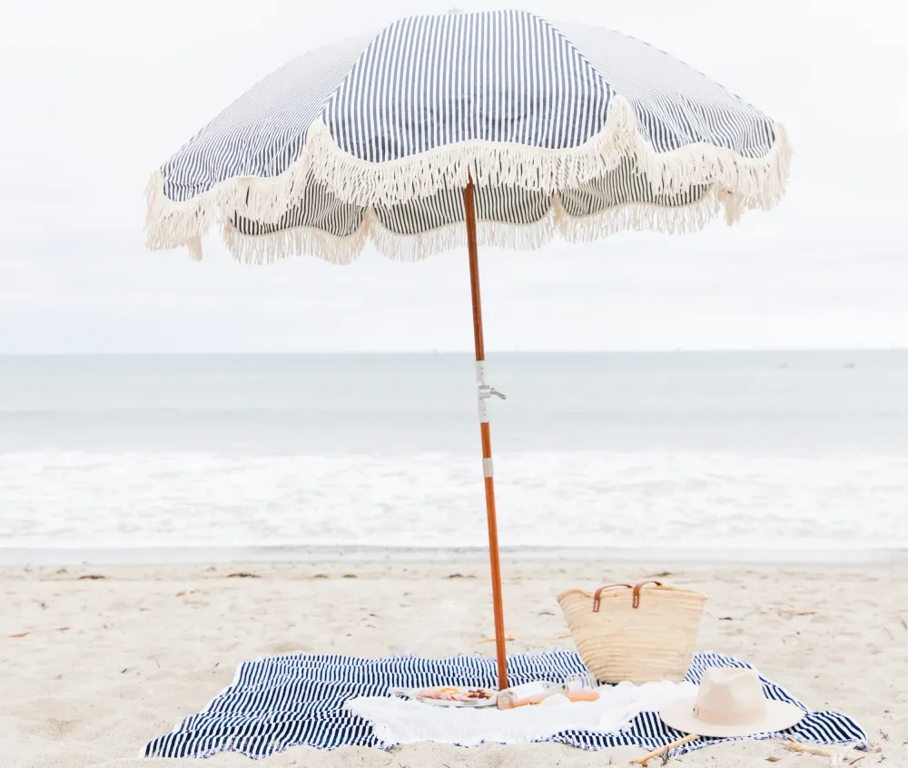 Beach Blanket Navy Blue Stripe