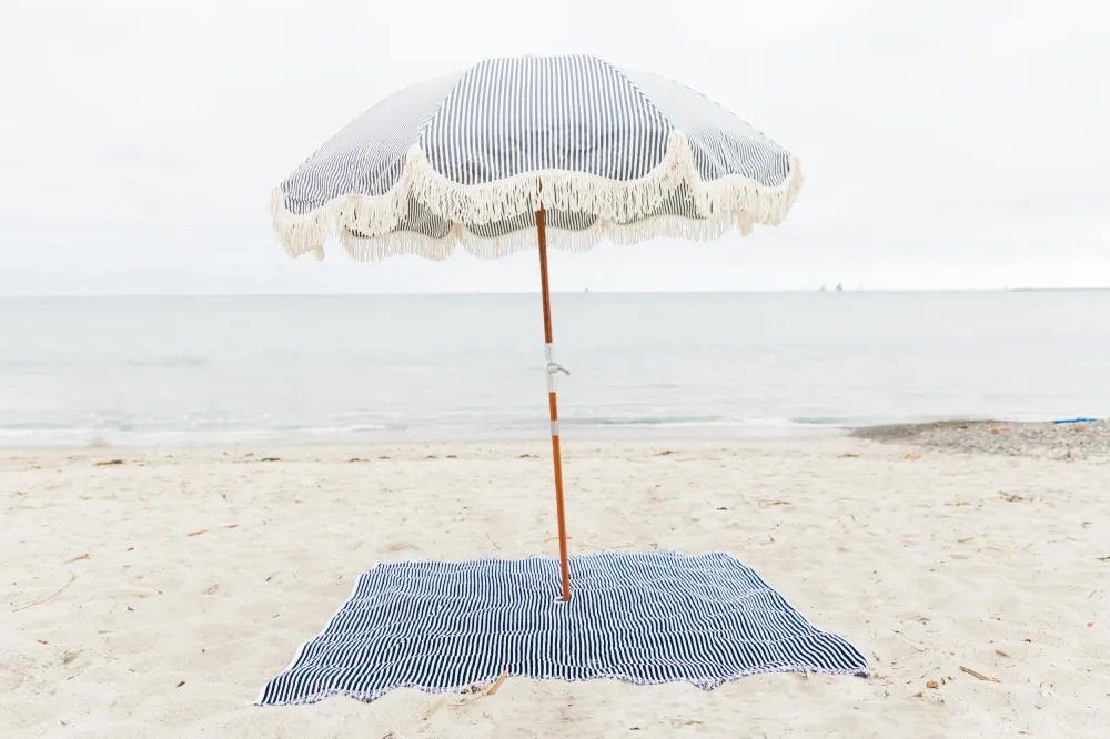 Beach Blanket Navy Blue Stripe