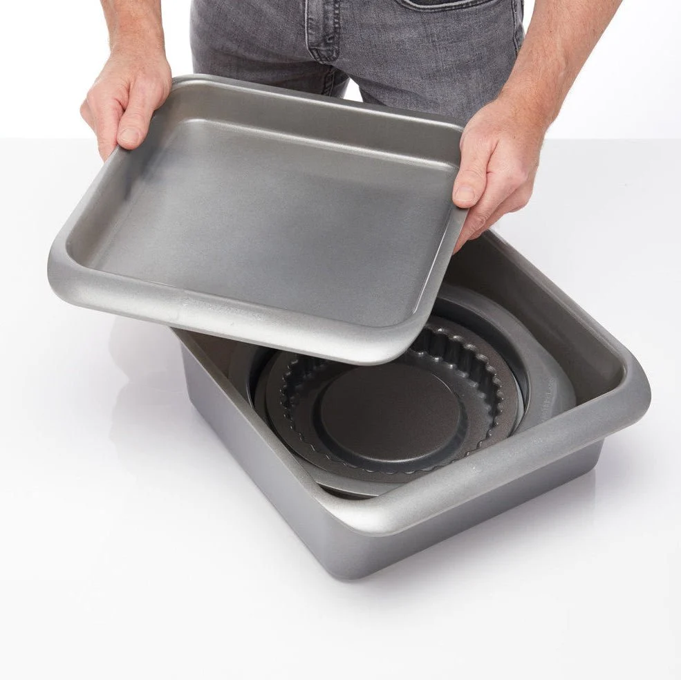 7-pk nonstick bake- og stekesett, stabelbar