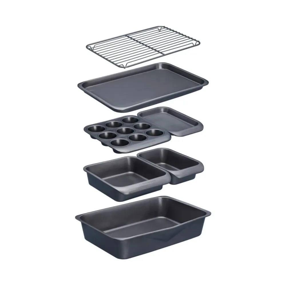 7-pk bakeformsett non-stick, stabelbar