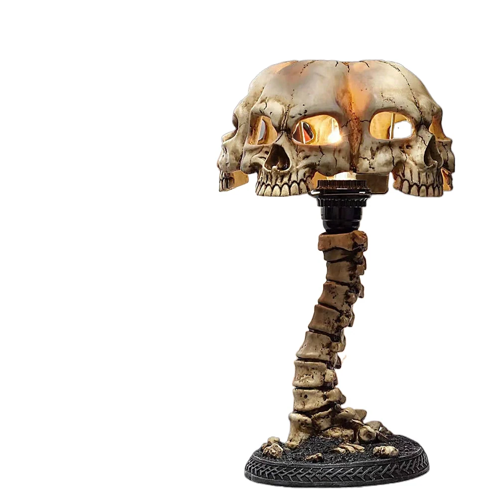 Creative Resin Skull Bordlampe Lysende Skull Nattlys Hjemmekontor Desktop Ornament Halloween Decoration