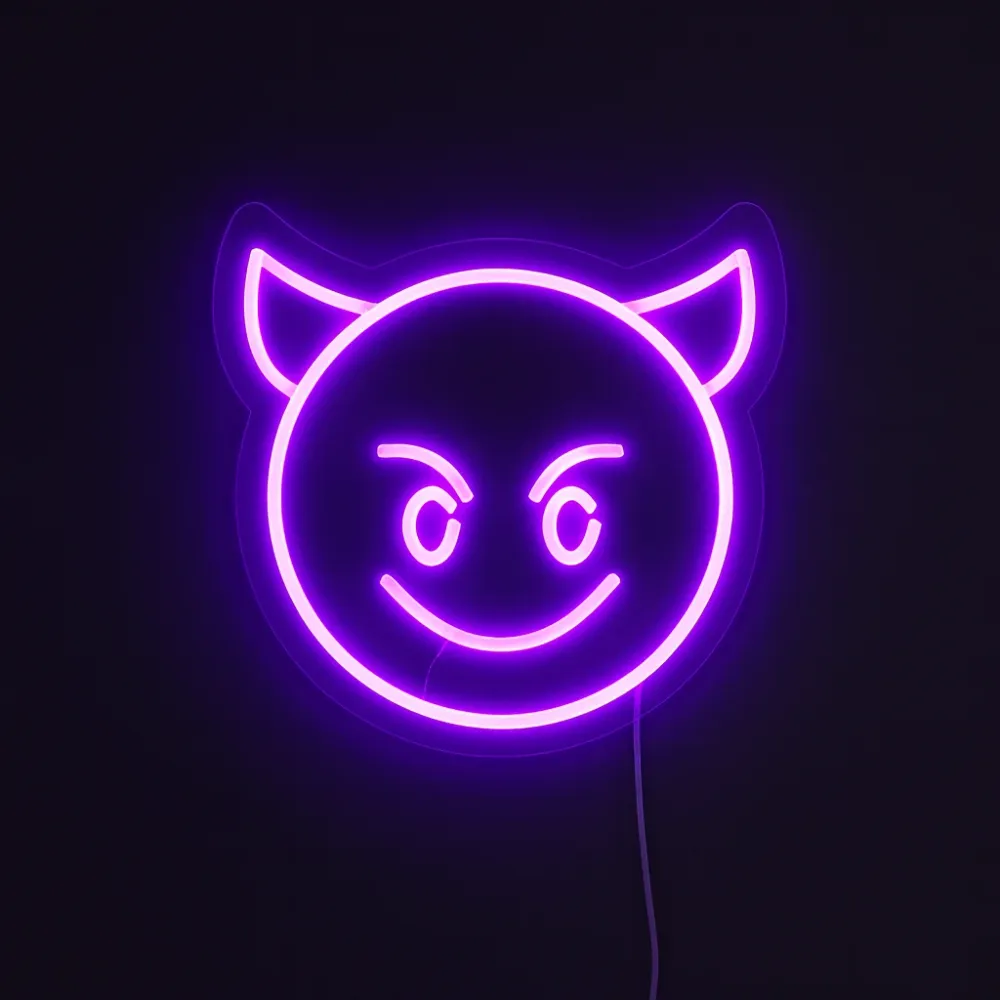 Emoji Devil Neon Vegglampe