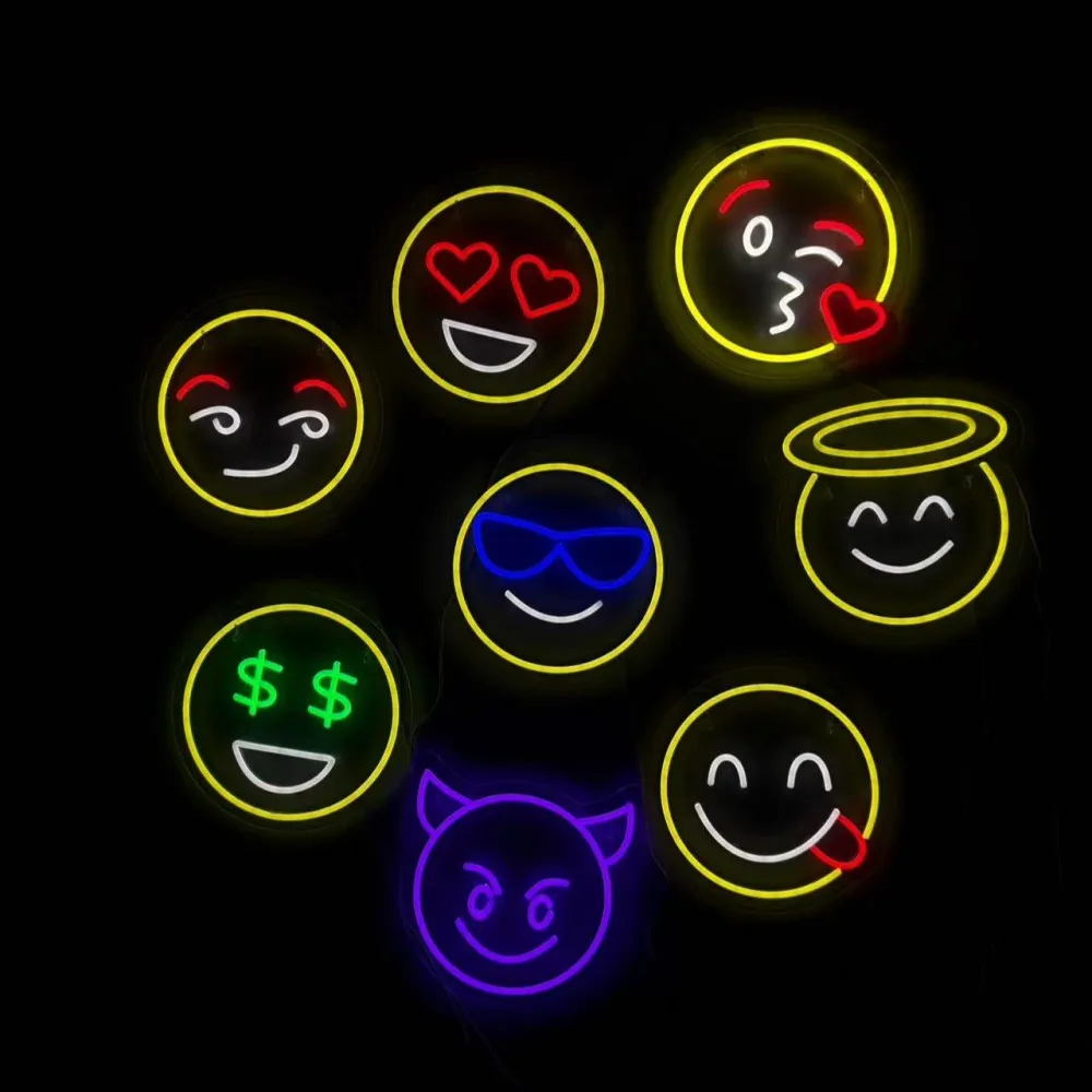 Emoji Devil Neon Vegglampe