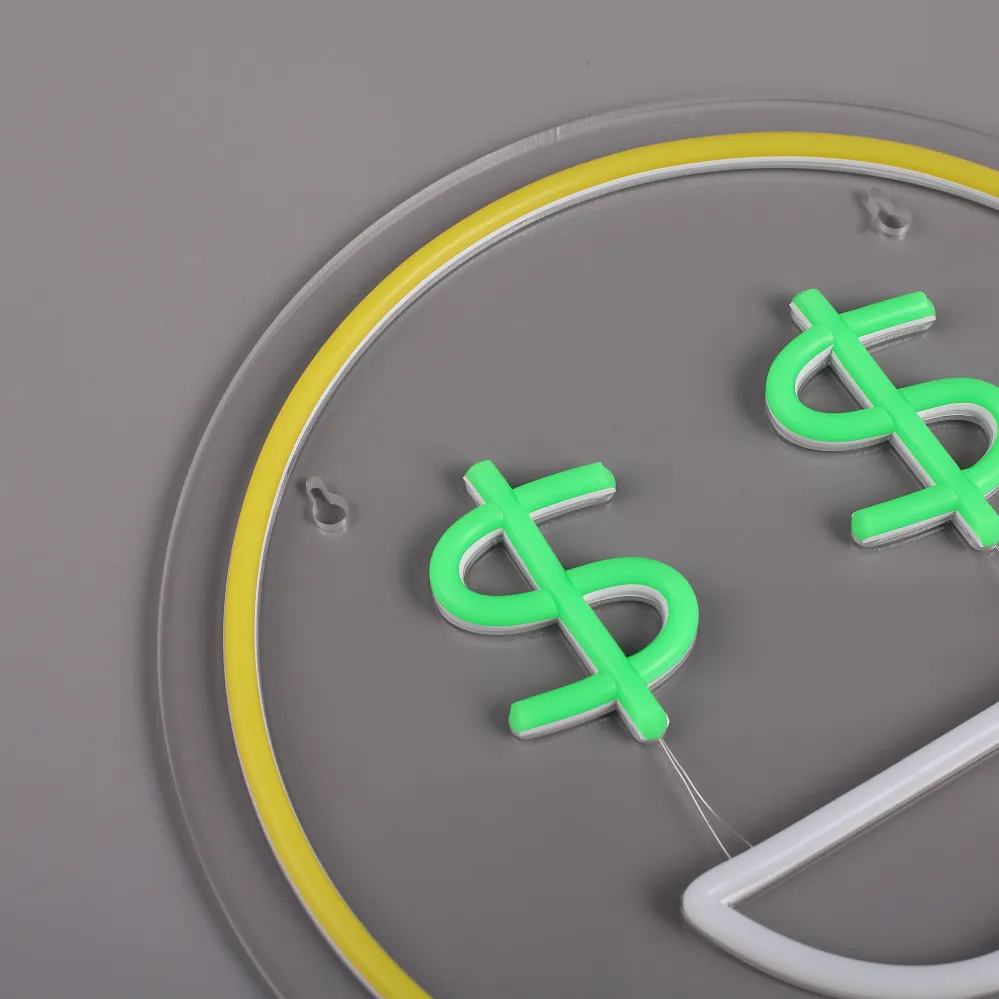 Emoji Dollar Neon Vegglampe