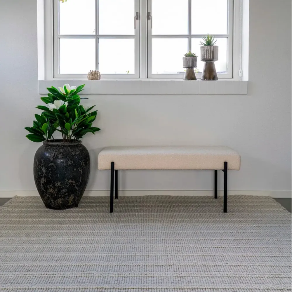 Swindon benk bouclé hvit 100 cm