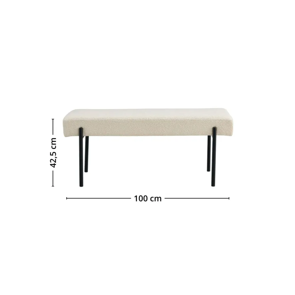 Swindon benk bouclé hvit 100 cm
