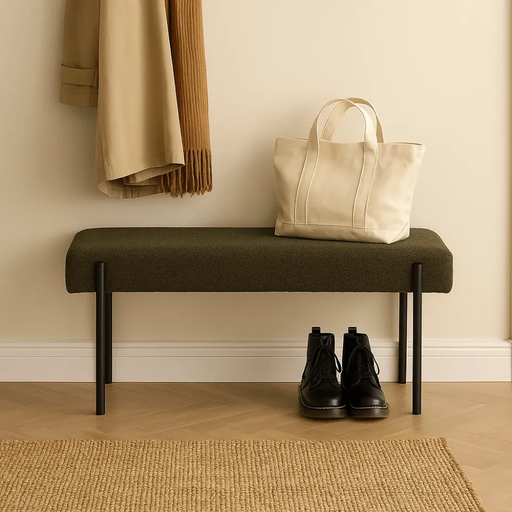 Swindon benk bouclé mørk grønn 100 cm