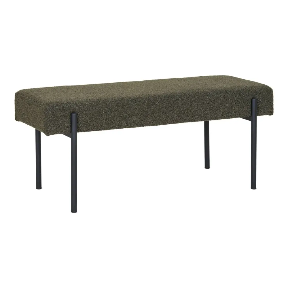 Swindon benk bouclé mørk grønn 100 cm