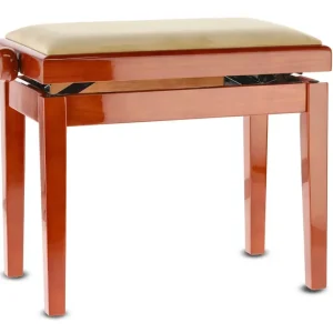 GEWA Piano bench Deluxe - Cherry tree highgloss (Beige seat)