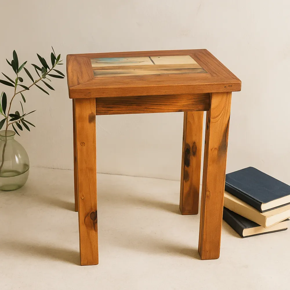 Display-stativ sidebord, gjenbrukt teak