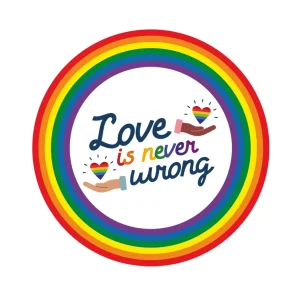 Kakebilde -Love is never wrong- Rund 20cm