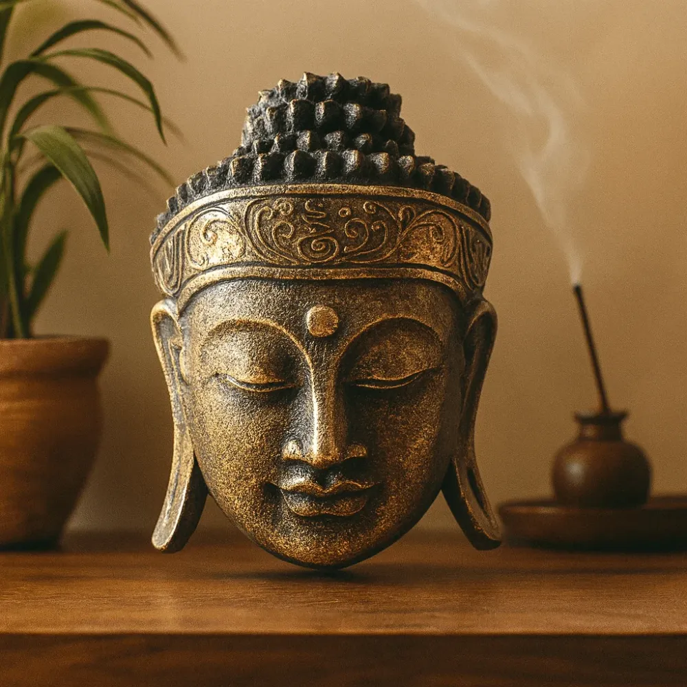 Buddha Hode Statue, 25cm Gull Skinn Finish