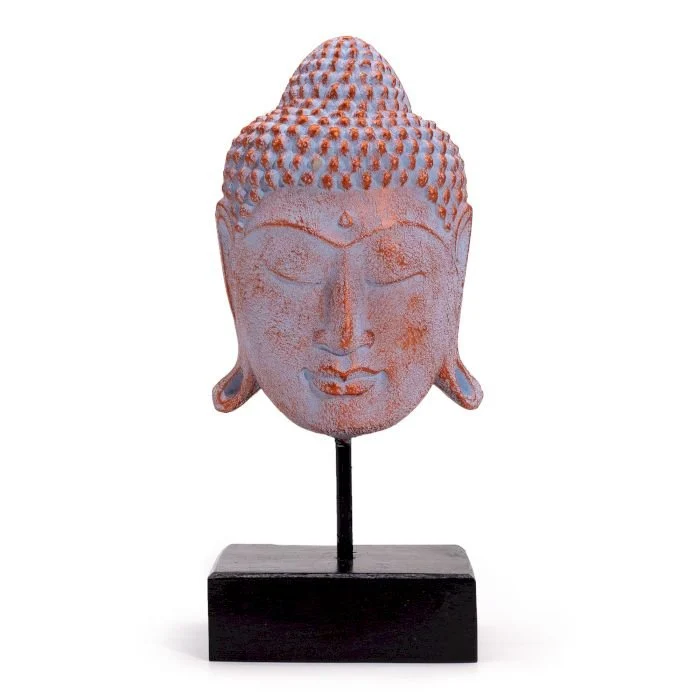 Buddha-hode statue på stativ stor blå kobber