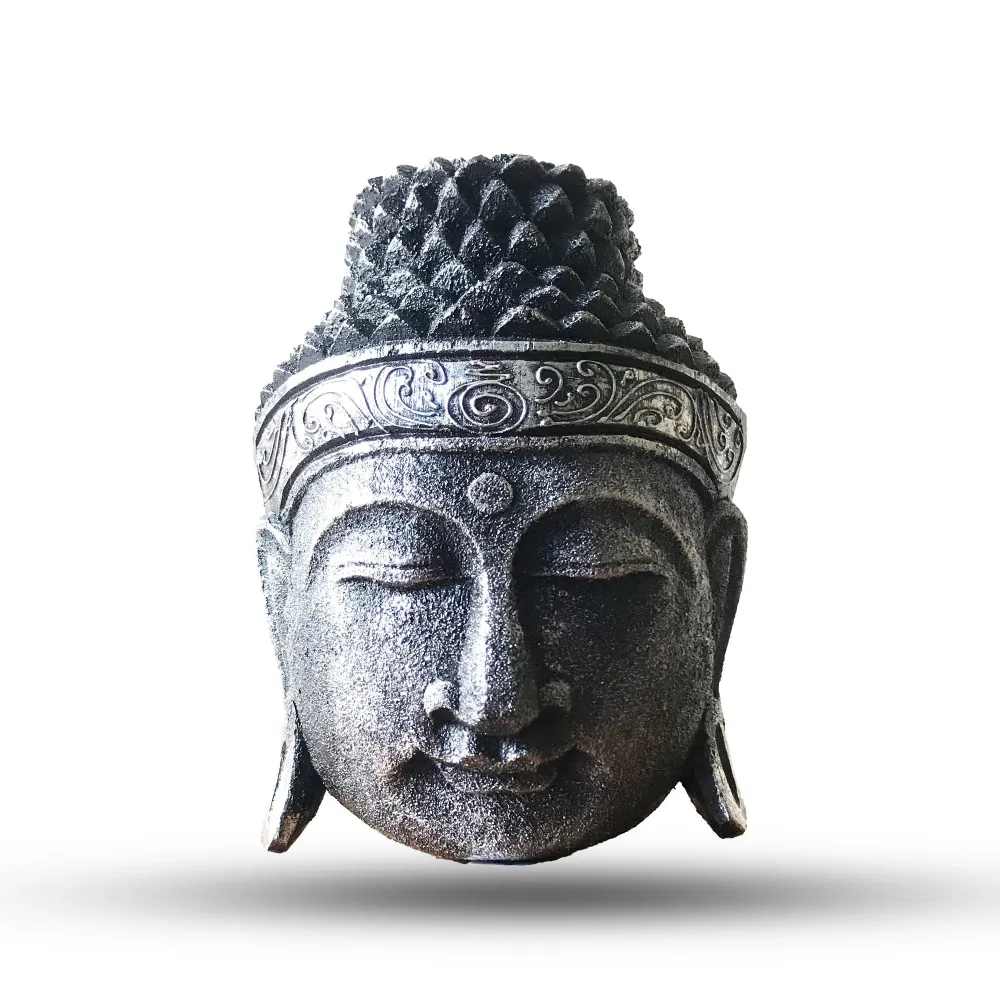 Buddhahode-statue – sølvfinish 25 cm
