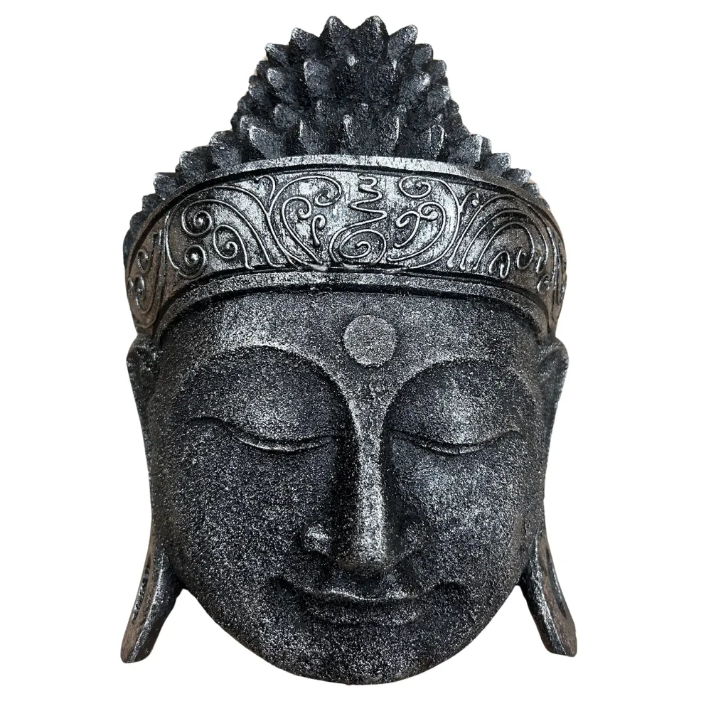 Buddhahode-statue – sølvfinish 25 cm