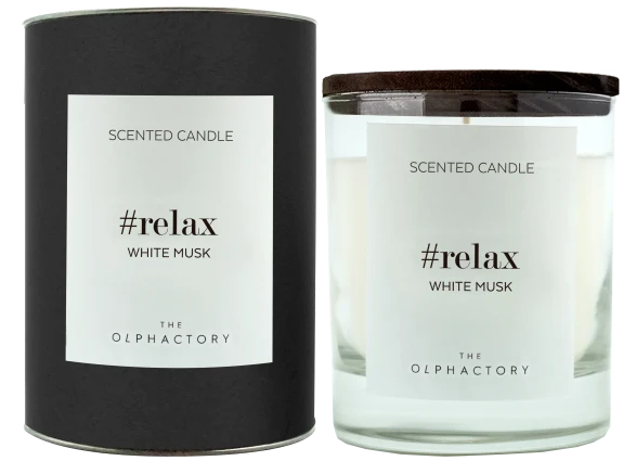 Duftlys "Relax" - White musk sort design