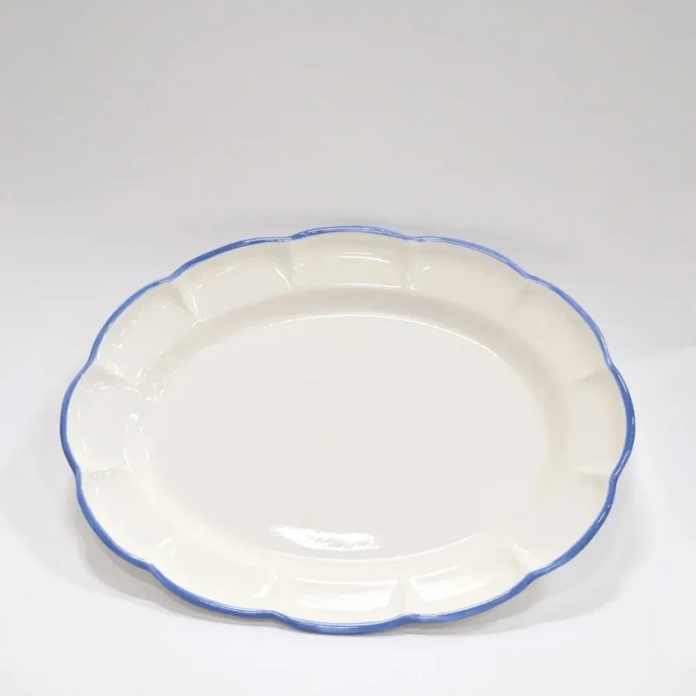 Oval Tray Light Blue Line