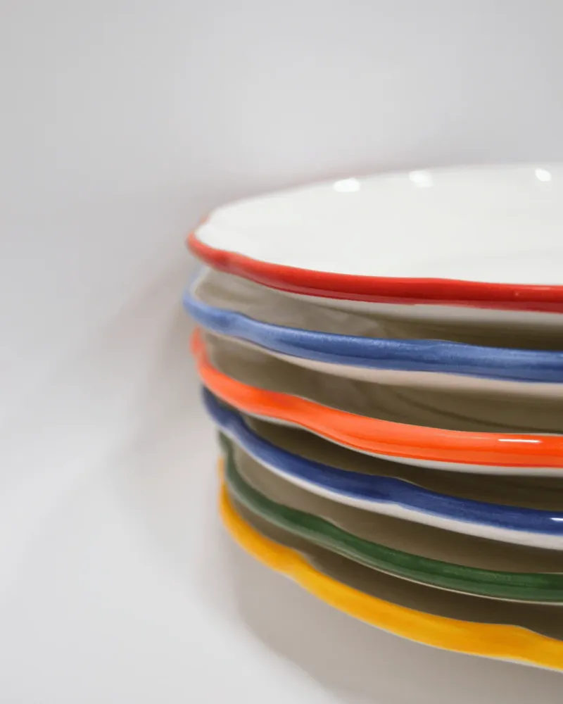 Oval Tray Light Blue Line