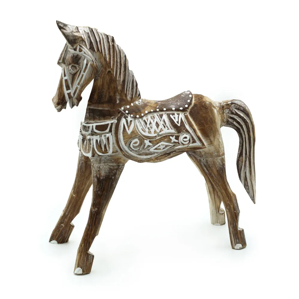 Stor antikk trehestfigur 32 cm