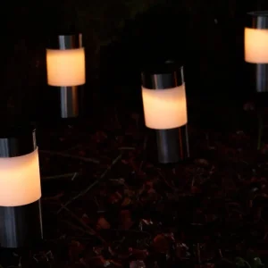 Solcellelampe i stål - 4 stk