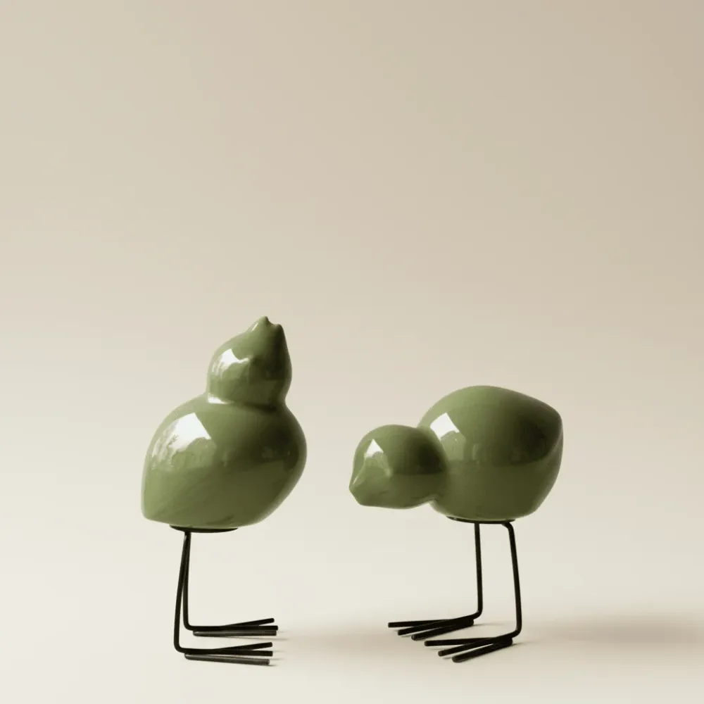 2-pk DBKD Swedish Birds påskepynt grønn 8 cm