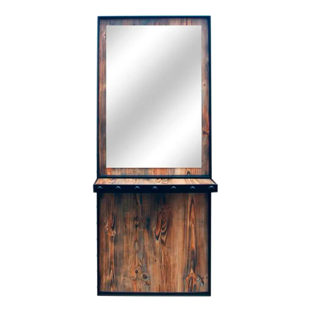 Styling enhet Flesso - Rustikk design med hylle og sort metallramme