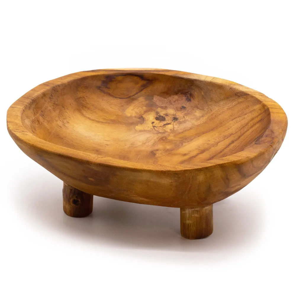 Fruktskål i teak med fot 30x23x10 cm