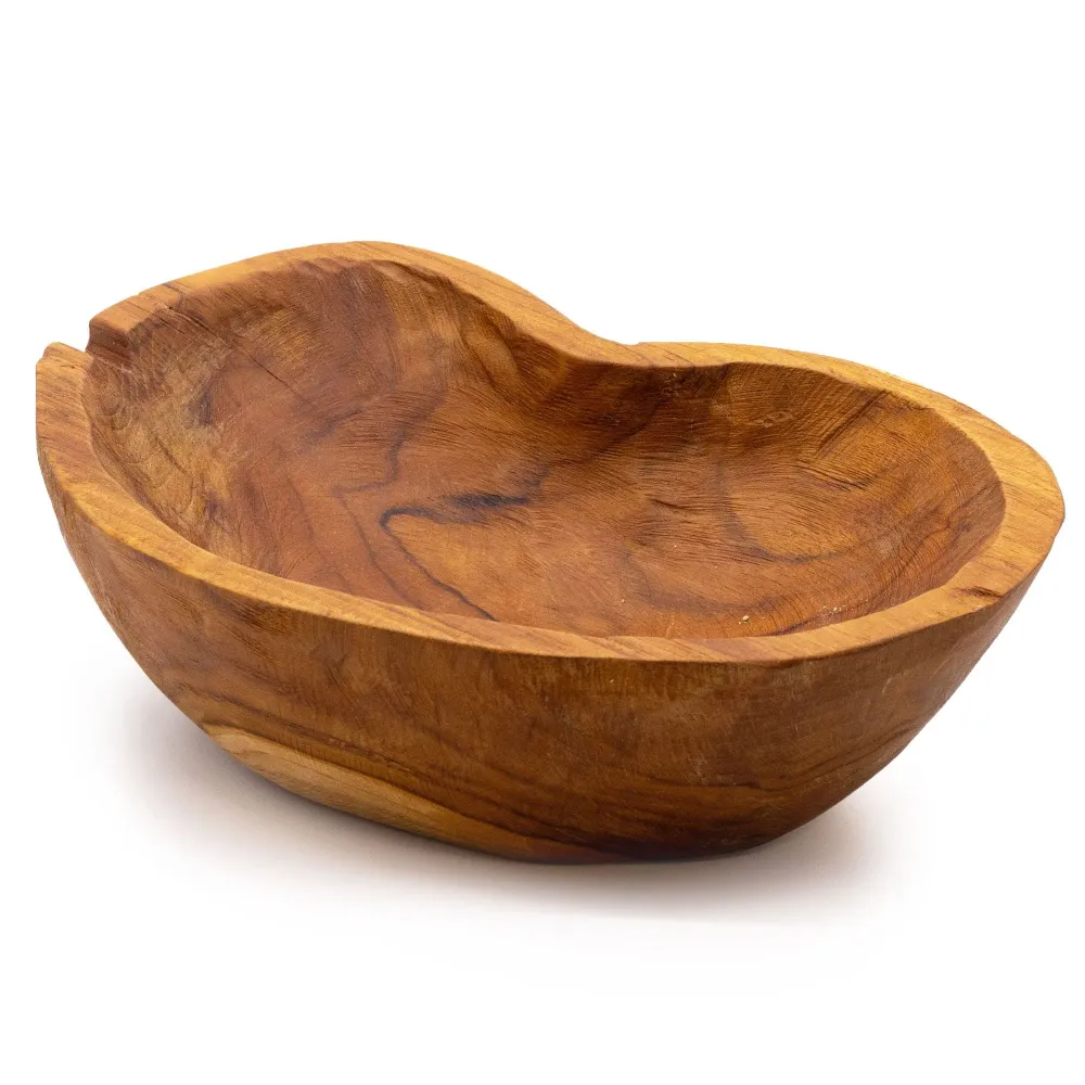 Fruktskål i teaktre – Grov form 31x22x8 cm
