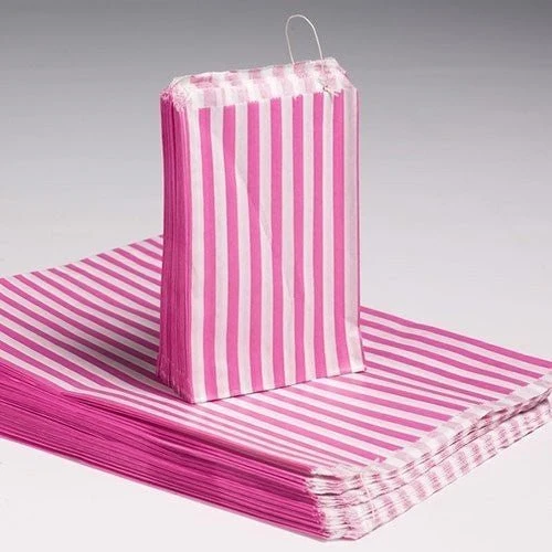 Candy Stripe Papirposer 5x7 Rosa 1000 Pakke