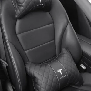 Tesla Model 3 Y S x Neck Pillow & Back Support -pute med logo (svart)