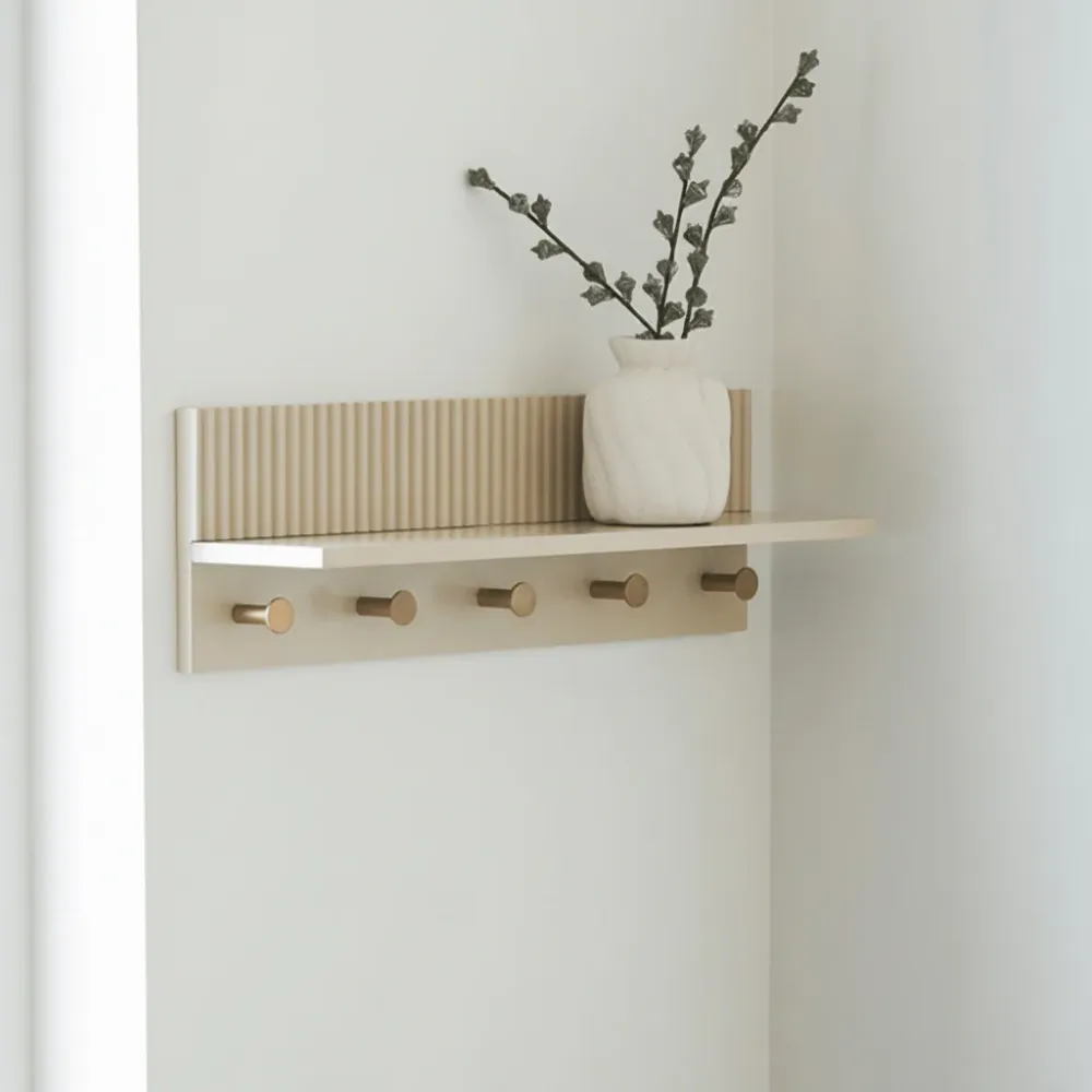 Rocca vegghylle beige med kroker