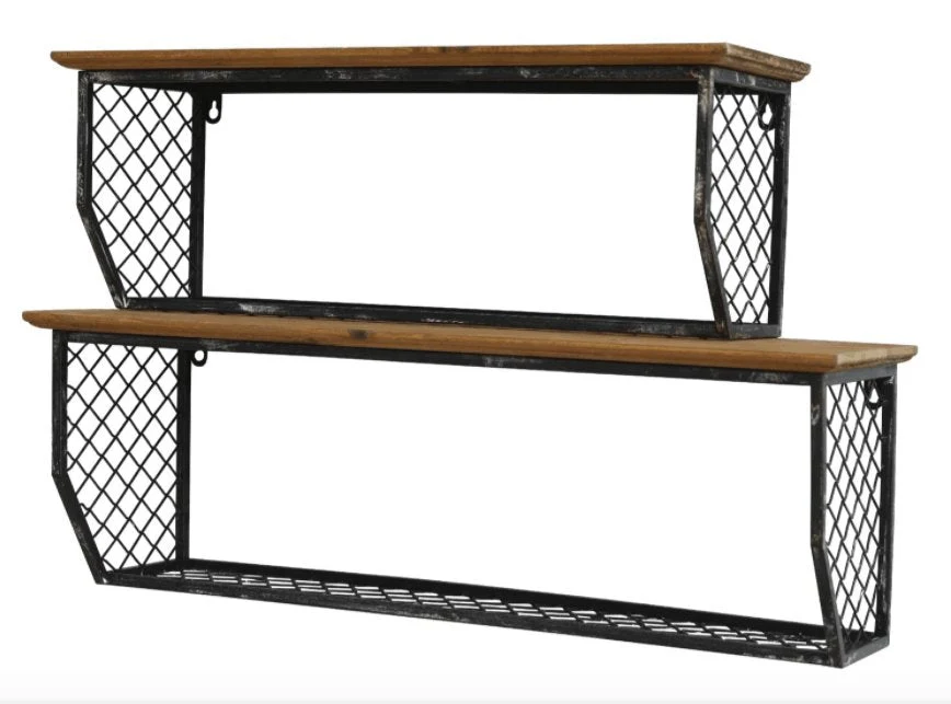 Sett med 2 store hyller // tre og metall