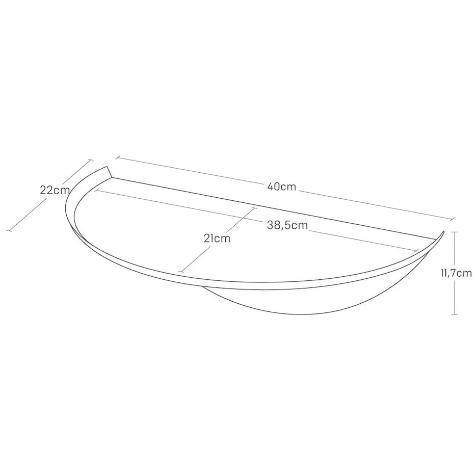 Vegghylle halvrund sort 40 cm