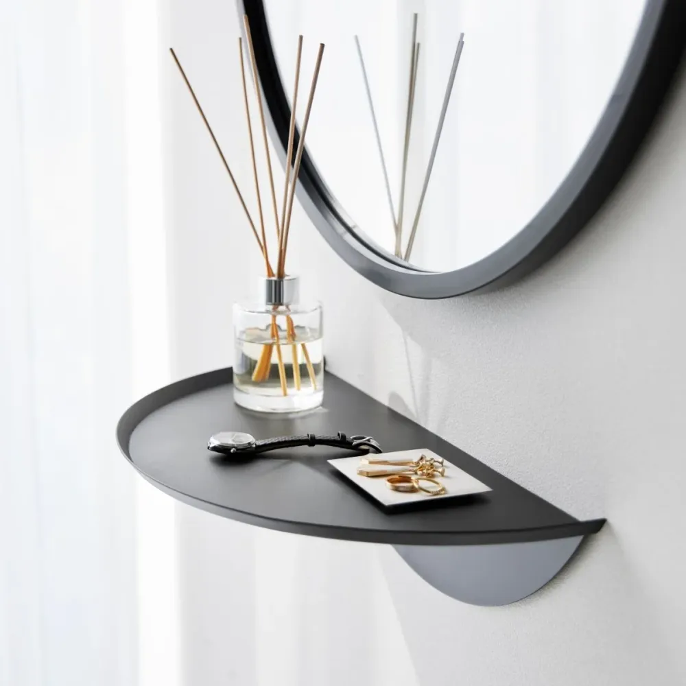 Vegghylle halvrund sort 40 cm