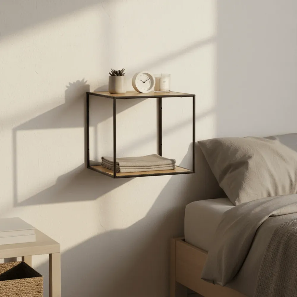 Vita vegghylle eikelook sort ramme 36 x 36 cm