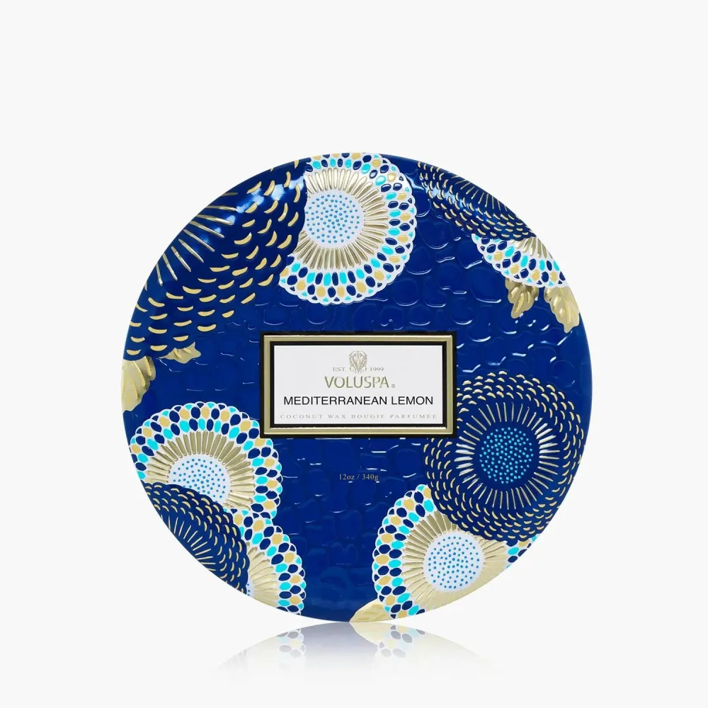 3-WICK TIN CANDLE 40 T Mediterranean Lemon