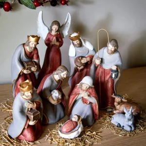 Bethlehem julekrybbe rød/grå