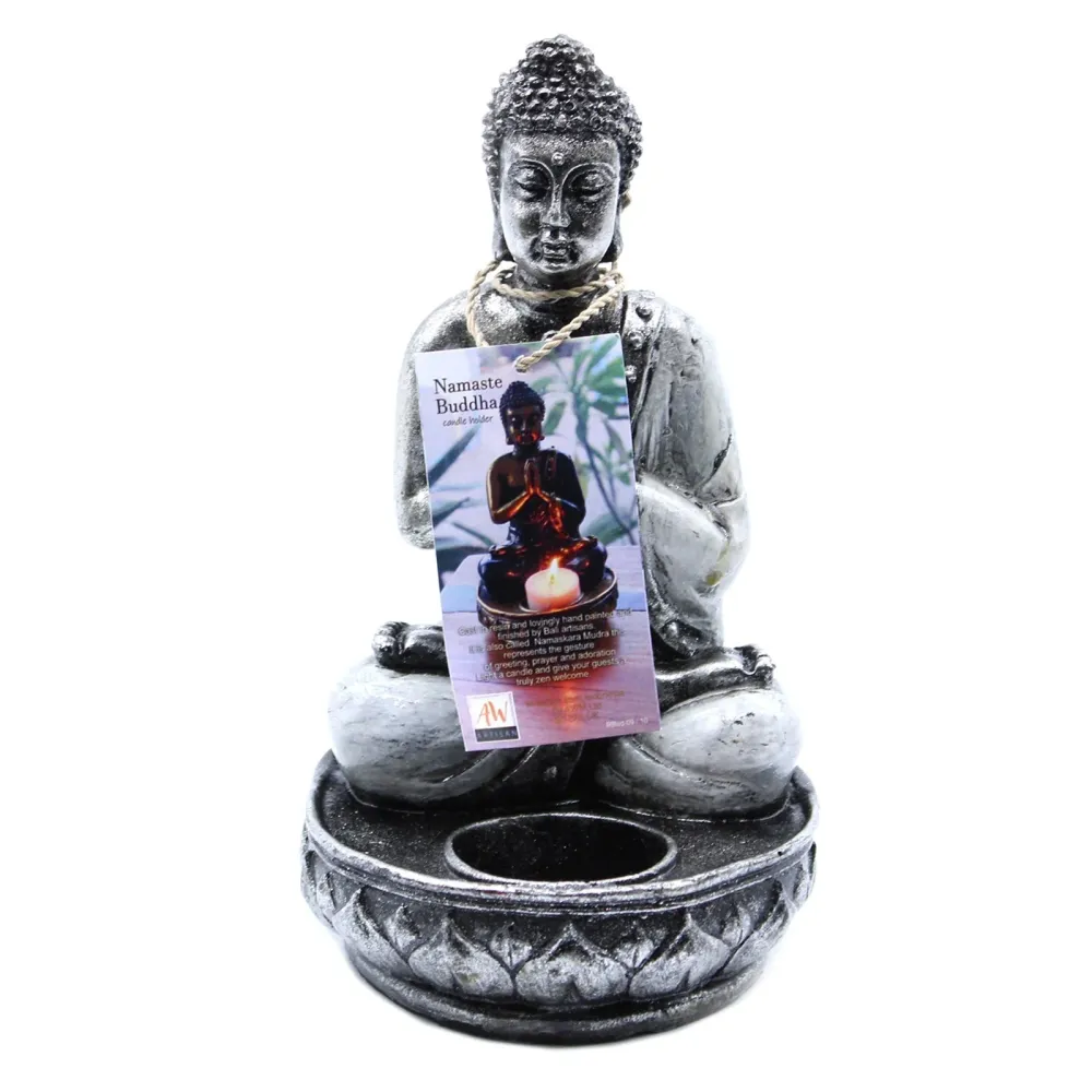 Buddha harpiks lysestake, hvit medium