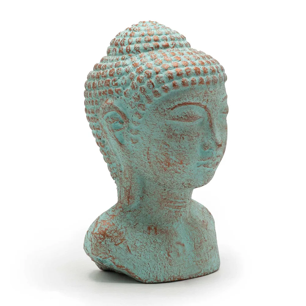 Buddha Hode Statue, Grønn Kobber Betong