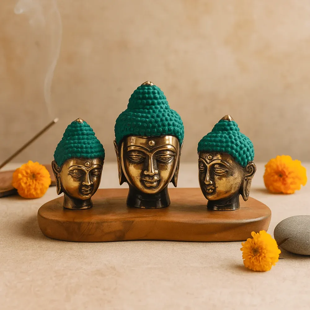 Buddha hode statuer sett med 3