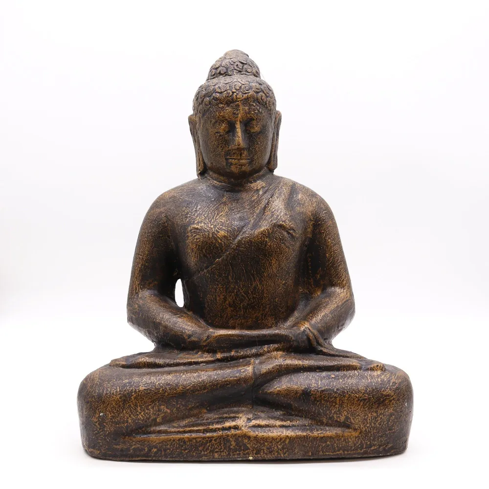 Buddha Statue 0.5m Antikk Gullfinish